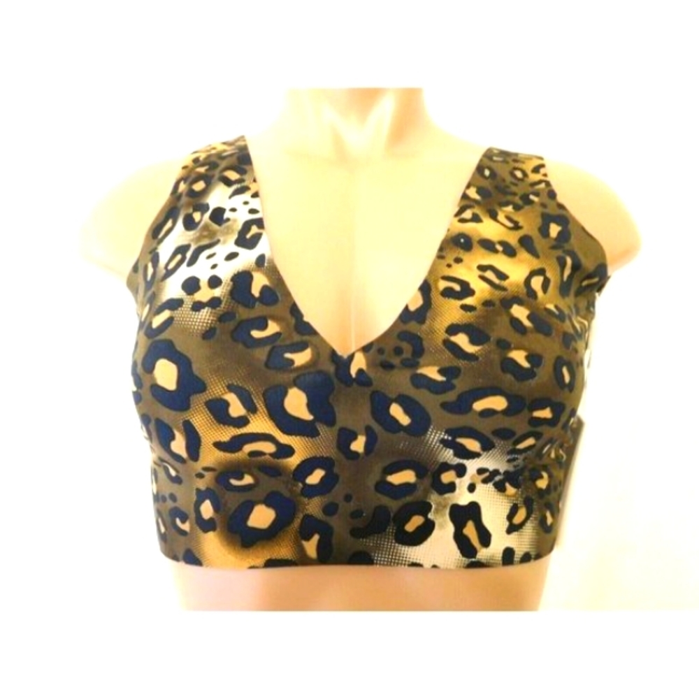 NEW Elizabeth Jane Bikini Top Leopard Raquel Seamlaess V Neck Medium M Swimwear